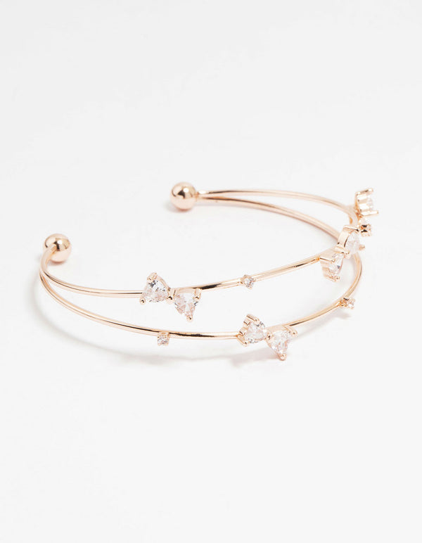 Rose Gold Plated Cubic Zirconia Layered Wrist Cuff