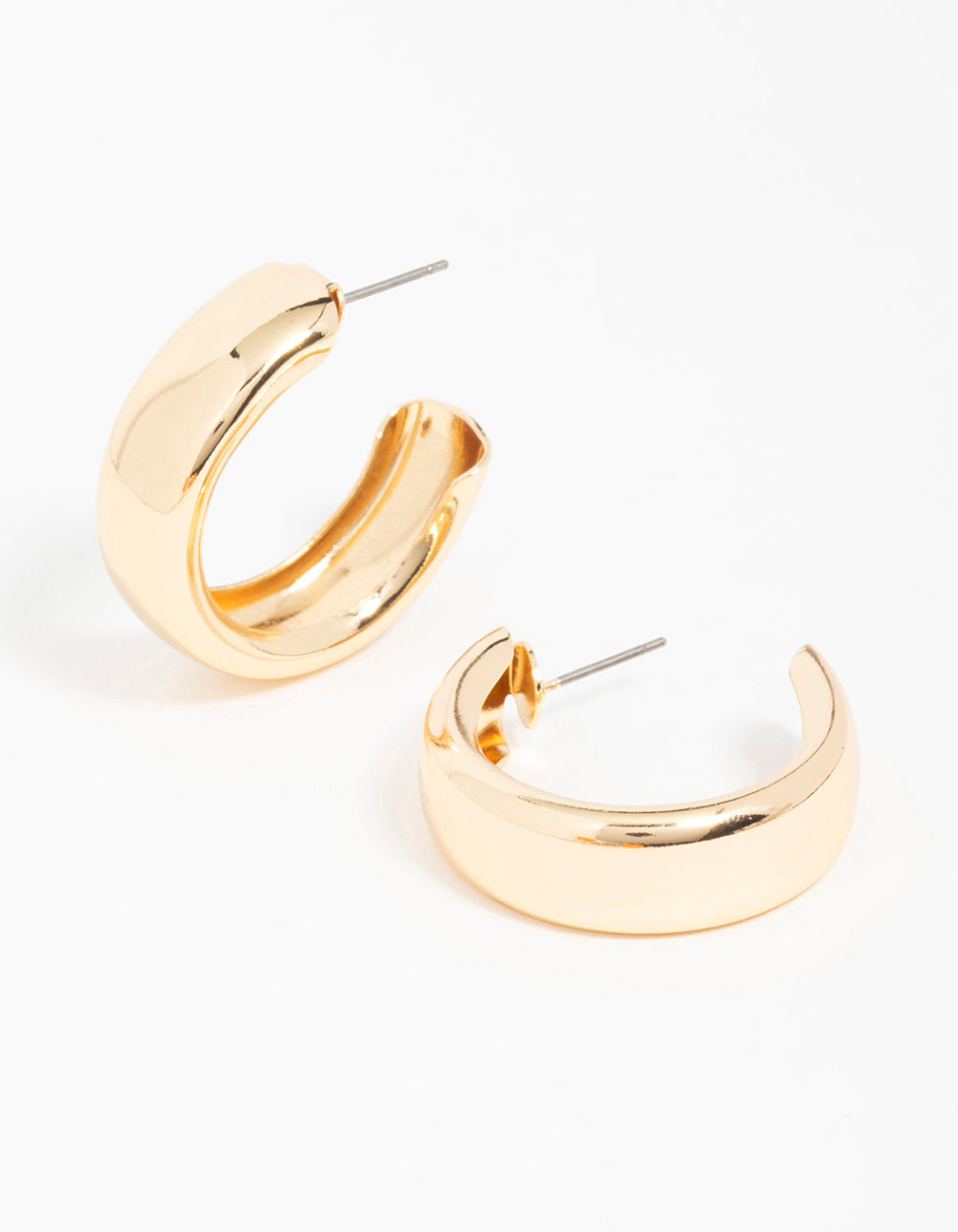 Gold Wide C Hoop Earrings