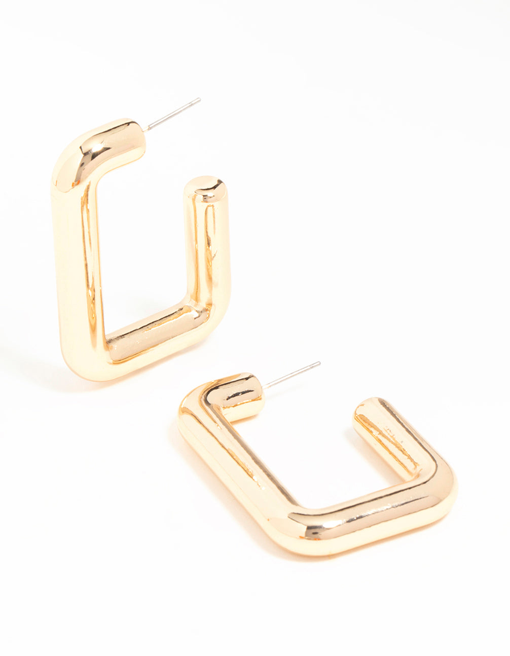 Gold Square Hoop Large Earrings
