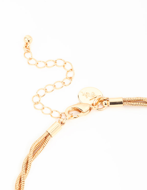 Gold Chain Knotted Tassel Y-Necklace