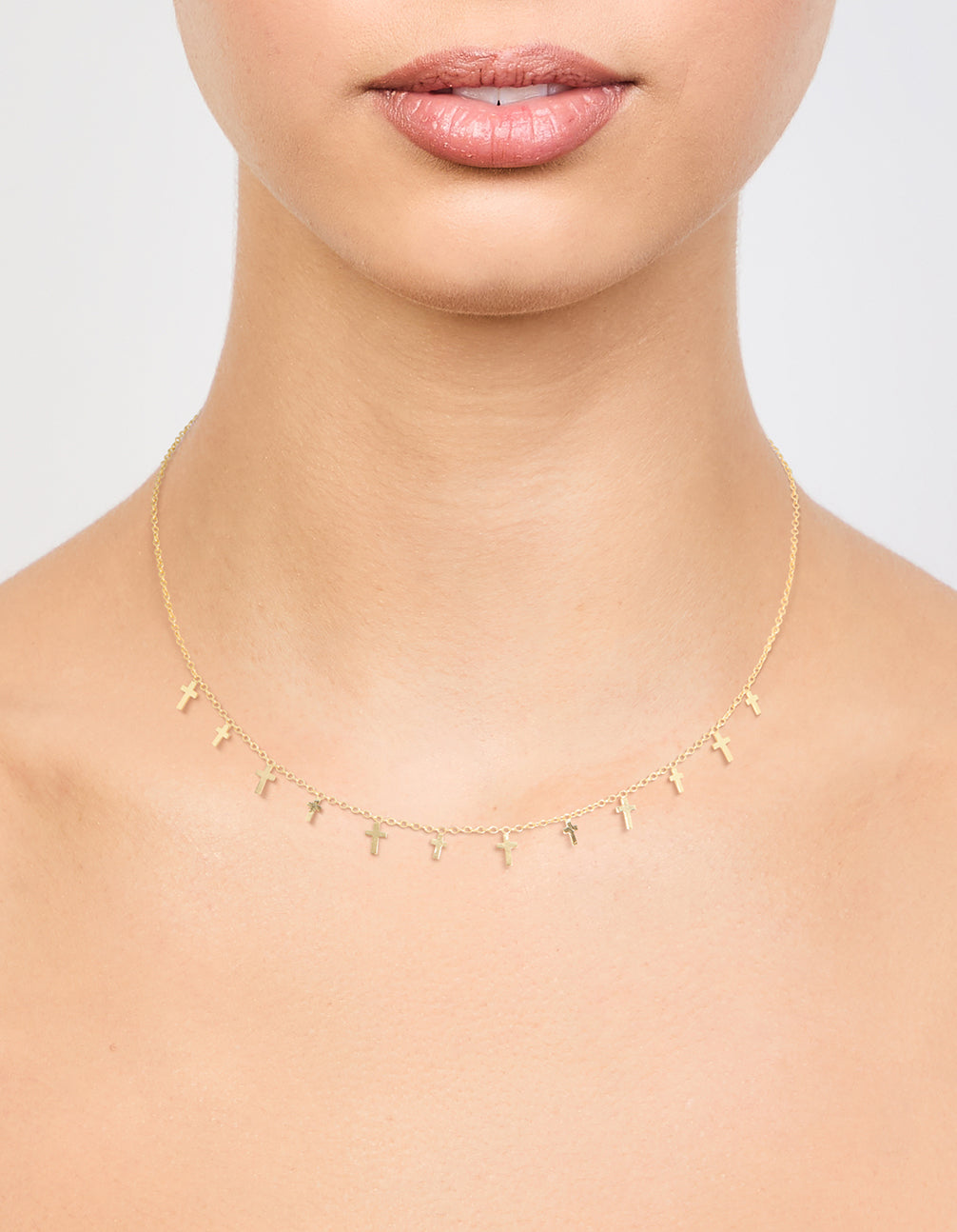 Gold Plated Mini Cross Charm Necklace
