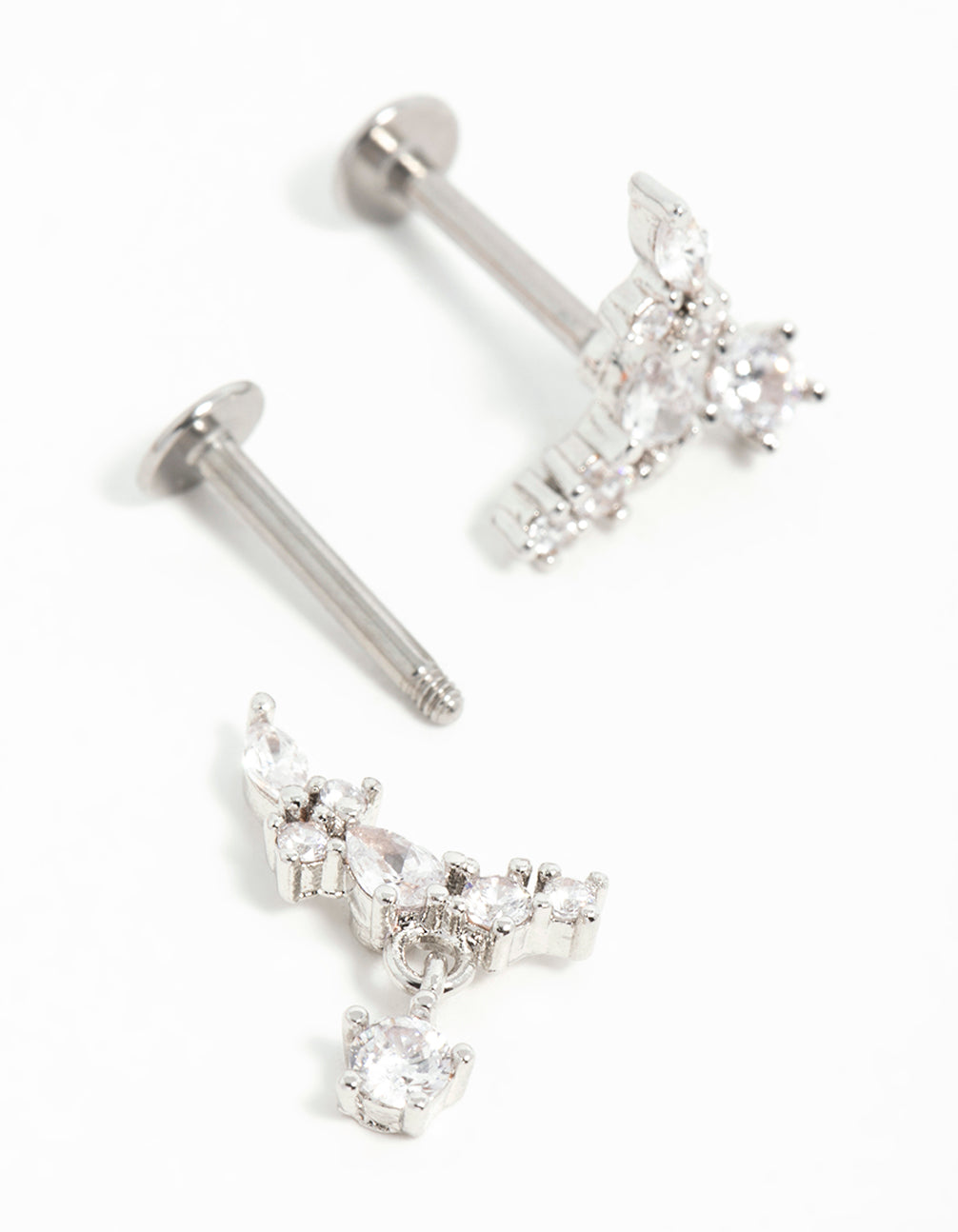 Surgical Steel Cubic Zirconia Marquise Flat Back Earrings
