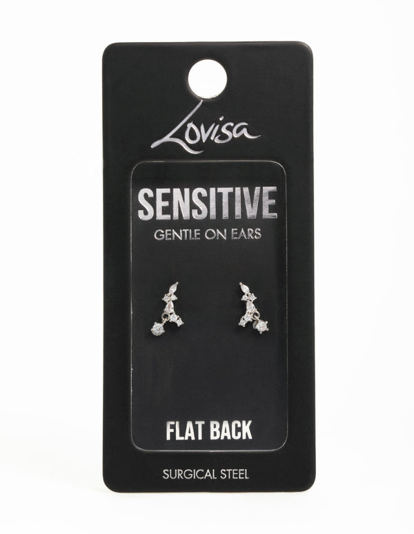 Surgical Steel Cubic Zirconia Marquise Flat Back Earrings