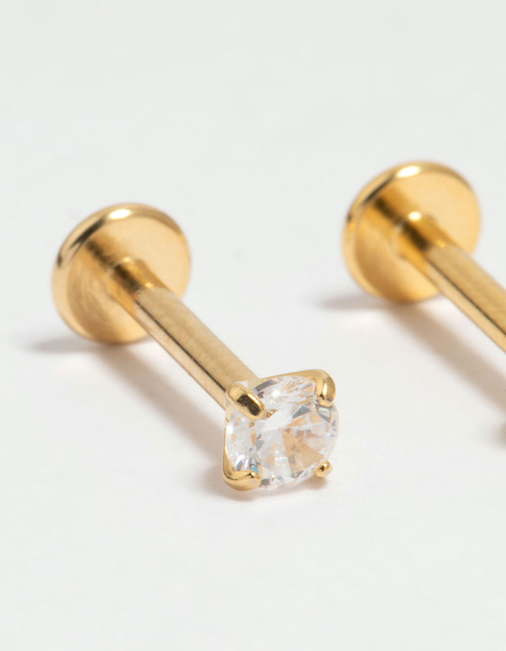 Gold Plated Surgical Steel Cubic Zirconia Flat Back Earrings