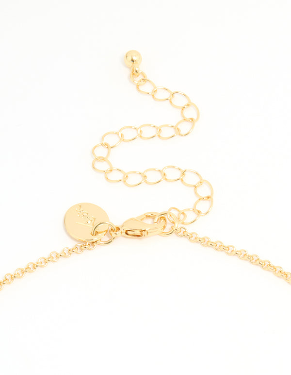 Gold Plated Bubble A & Heart Charm Necklace