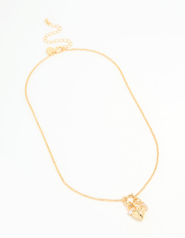 Gold Plated Bubble J & Heart Charm Necklace
