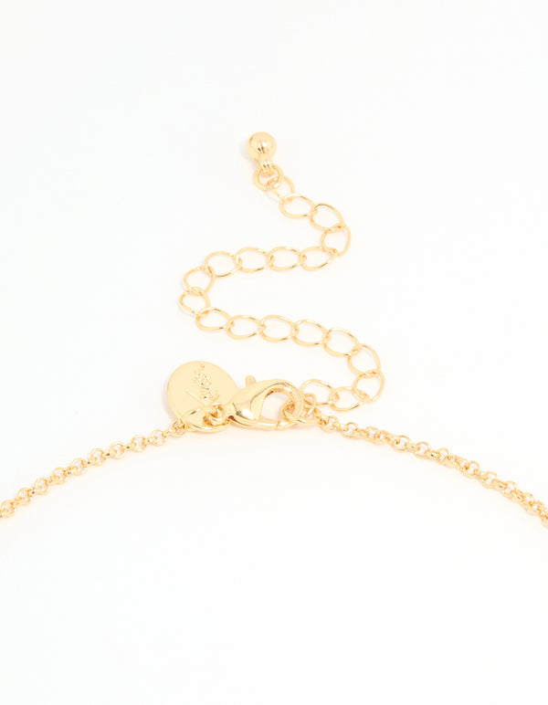 Gold Plated Bubble J & Heart Charm Necklace