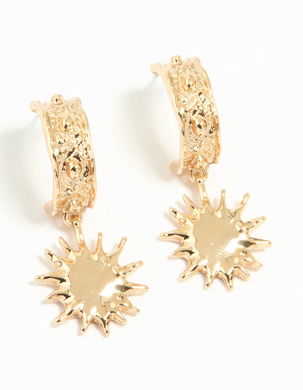 Gold Molten Sun Hoop Earrings