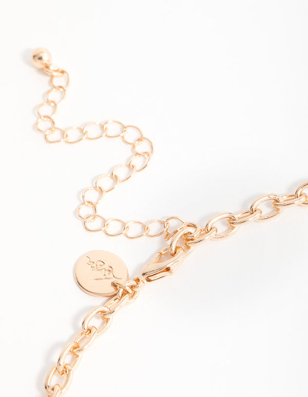 Gold Green & Grey Beaded Chain Necklace