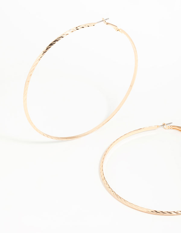 Gold Thin Hoop Large Earrings