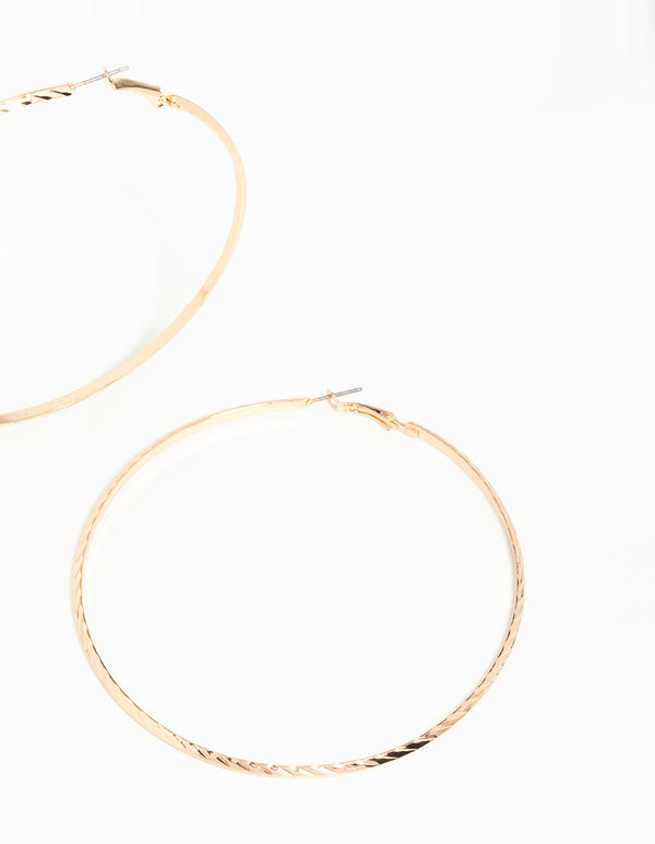 Gold Thin Hoop Large Earrings