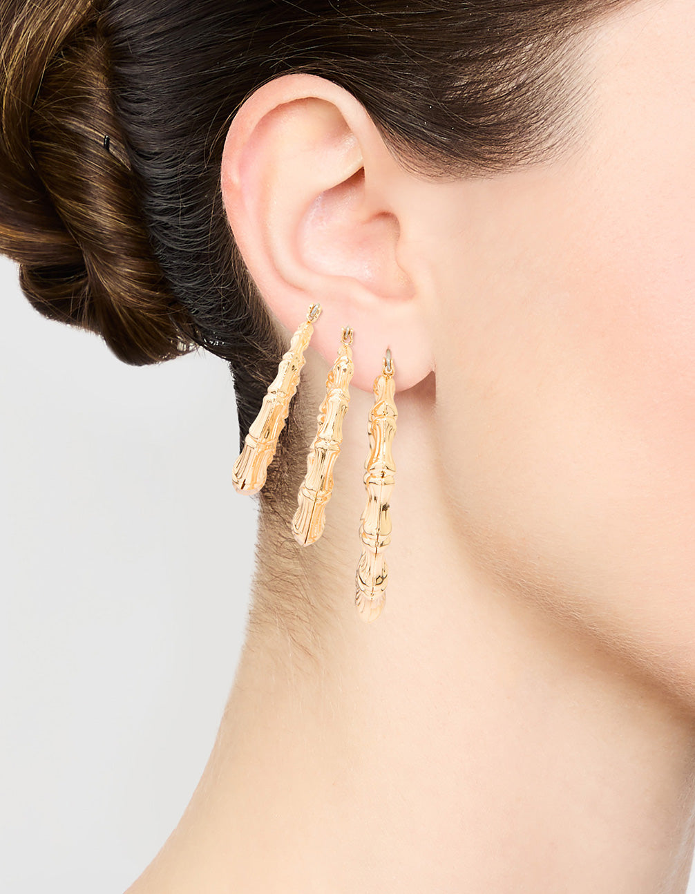 Gold Bamboo Hoop Earrings 3-Pack