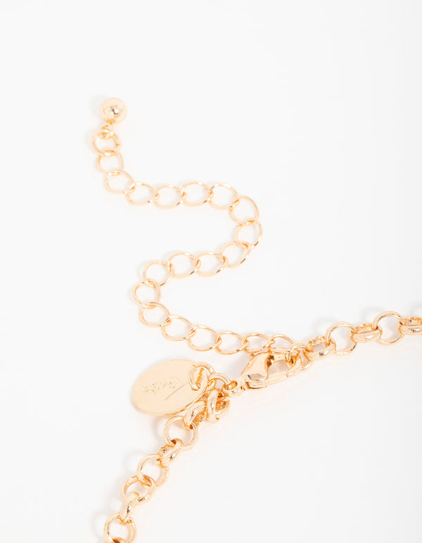 Gold Diamante Heart Charm Necklace