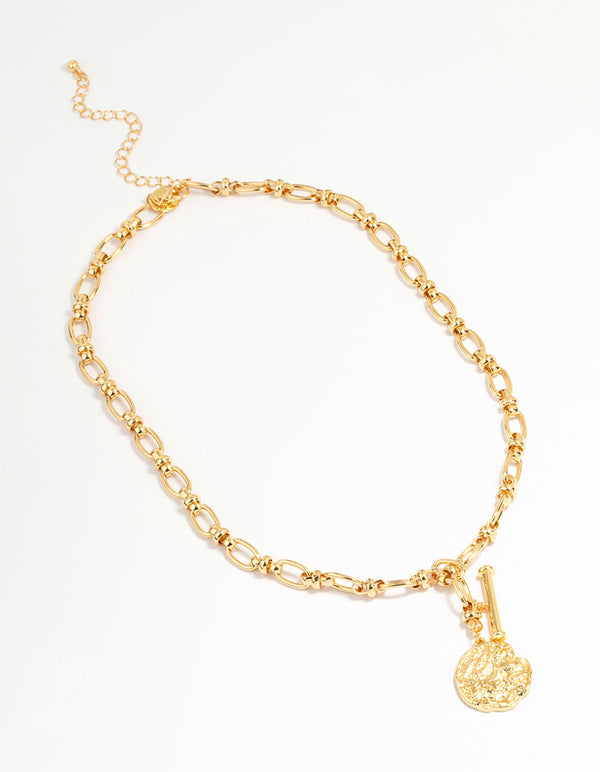 Gold Plated Coin Pendant T&O Necklace