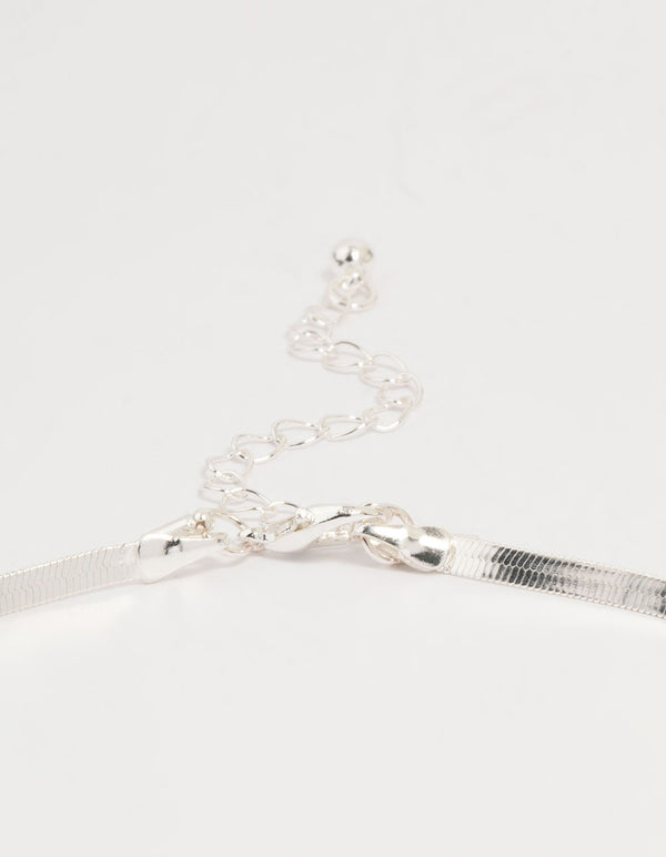 Silver Plated Disc Pendant Layered Necklace