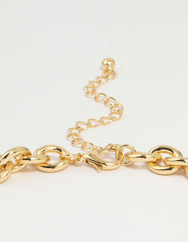 Gold Plated Thick Oval Link Chain Necklace