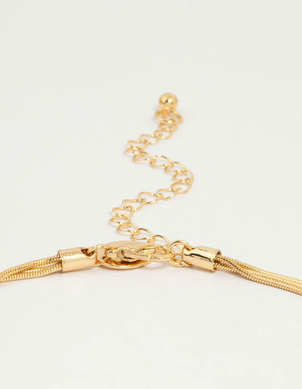Gold Plated Snake Tassel Y-Necklace