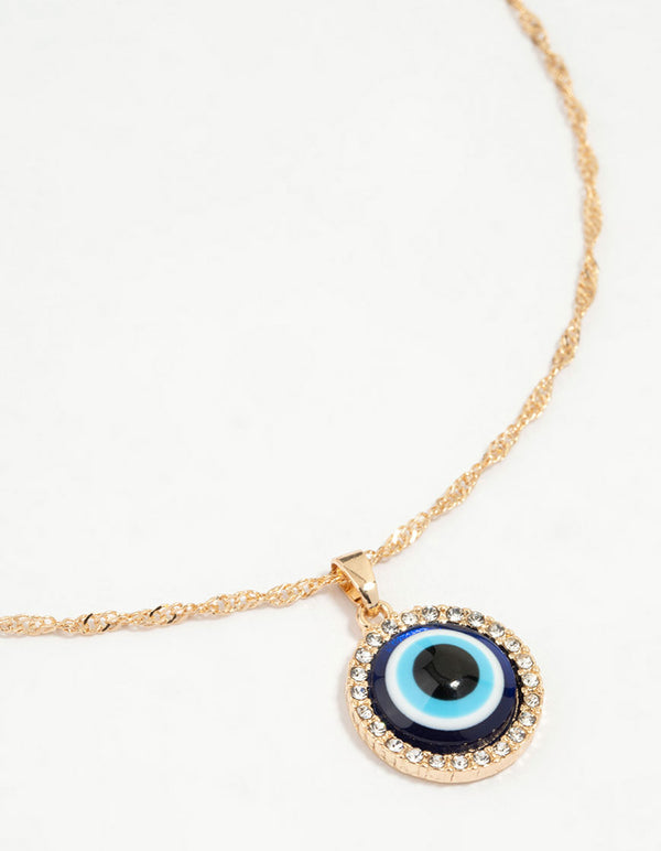 Gold Evil Eye Pendant Necklace