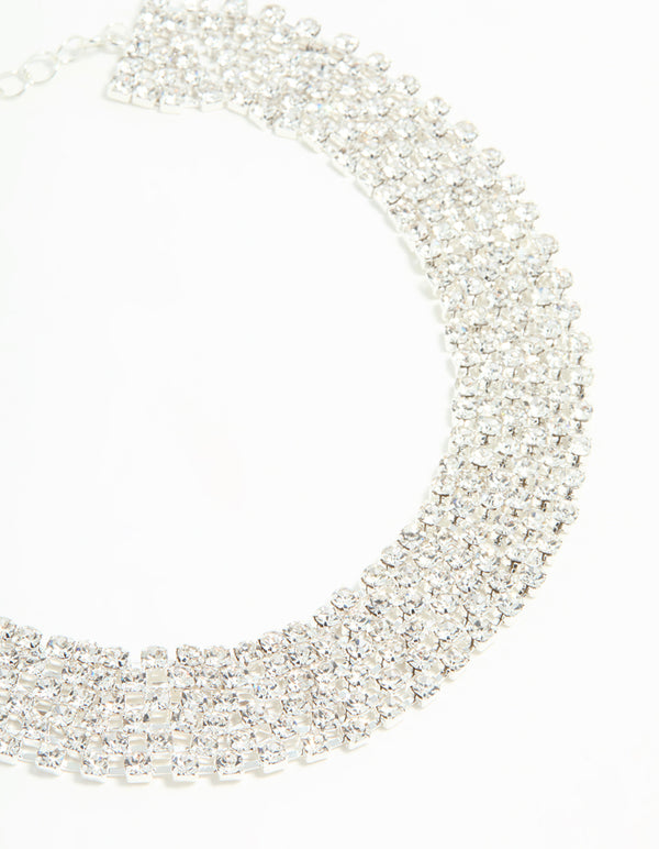 Silver Diamante Classic Choker Necklace