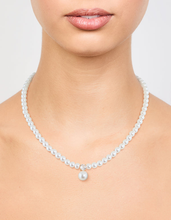 Gold Plated Pearl Cubic Zirconia Necklace