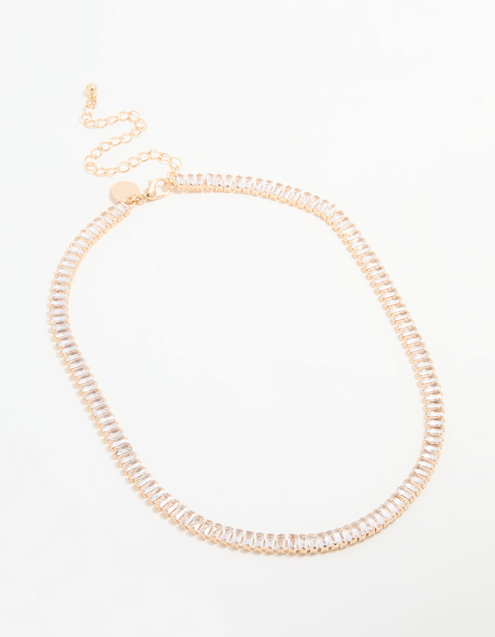 Gold Cubic Zirconia Baguette Short Necklace