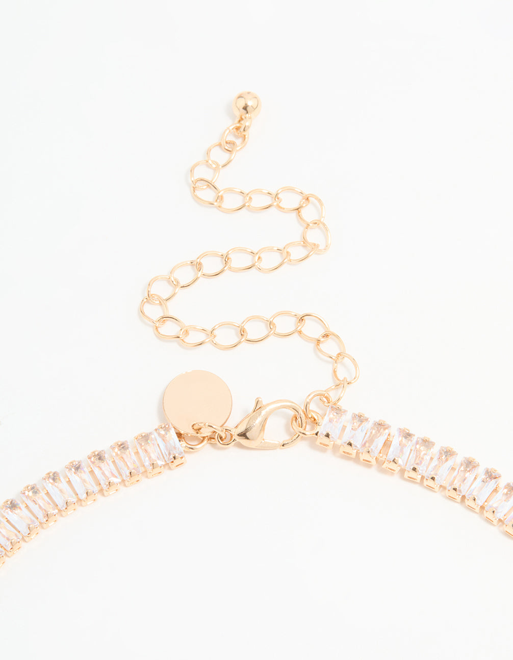 Gold Cubic Zirconia Baguette Short Necklace