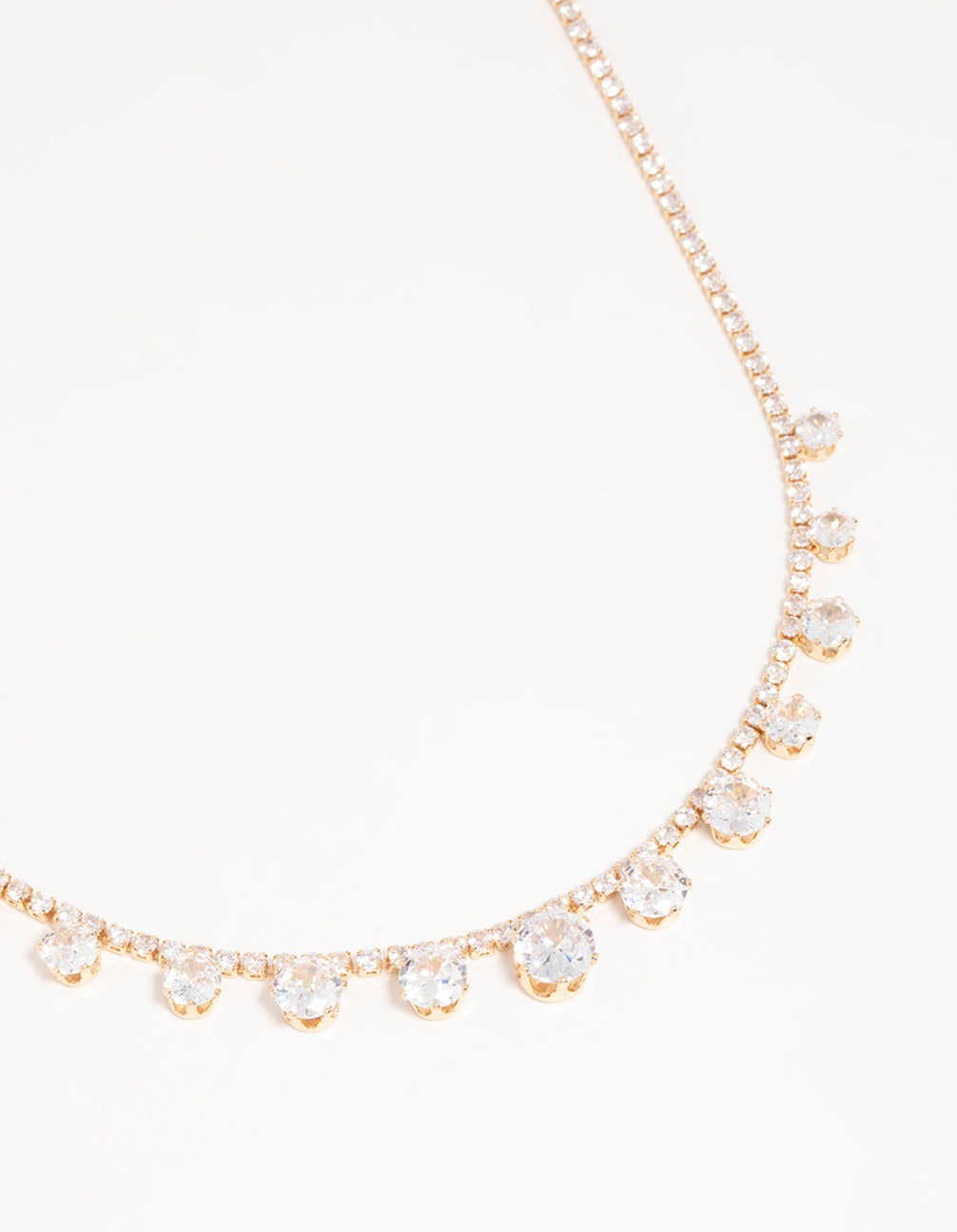 Gold Cubic Zirconia Graduating Round Necklace