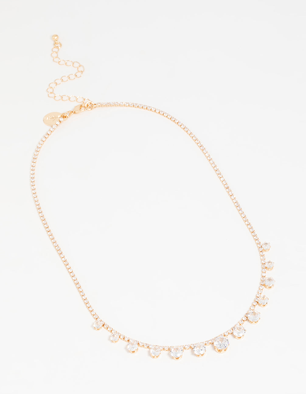 Gold Cubic Zirconia Graduating Round Necklace