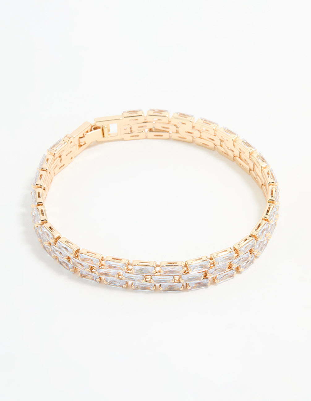 Gold Cubic Zirconia Baguette Layered Bracelet