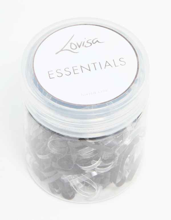 Black & Clear Elastic Hair Ties 300-Pack