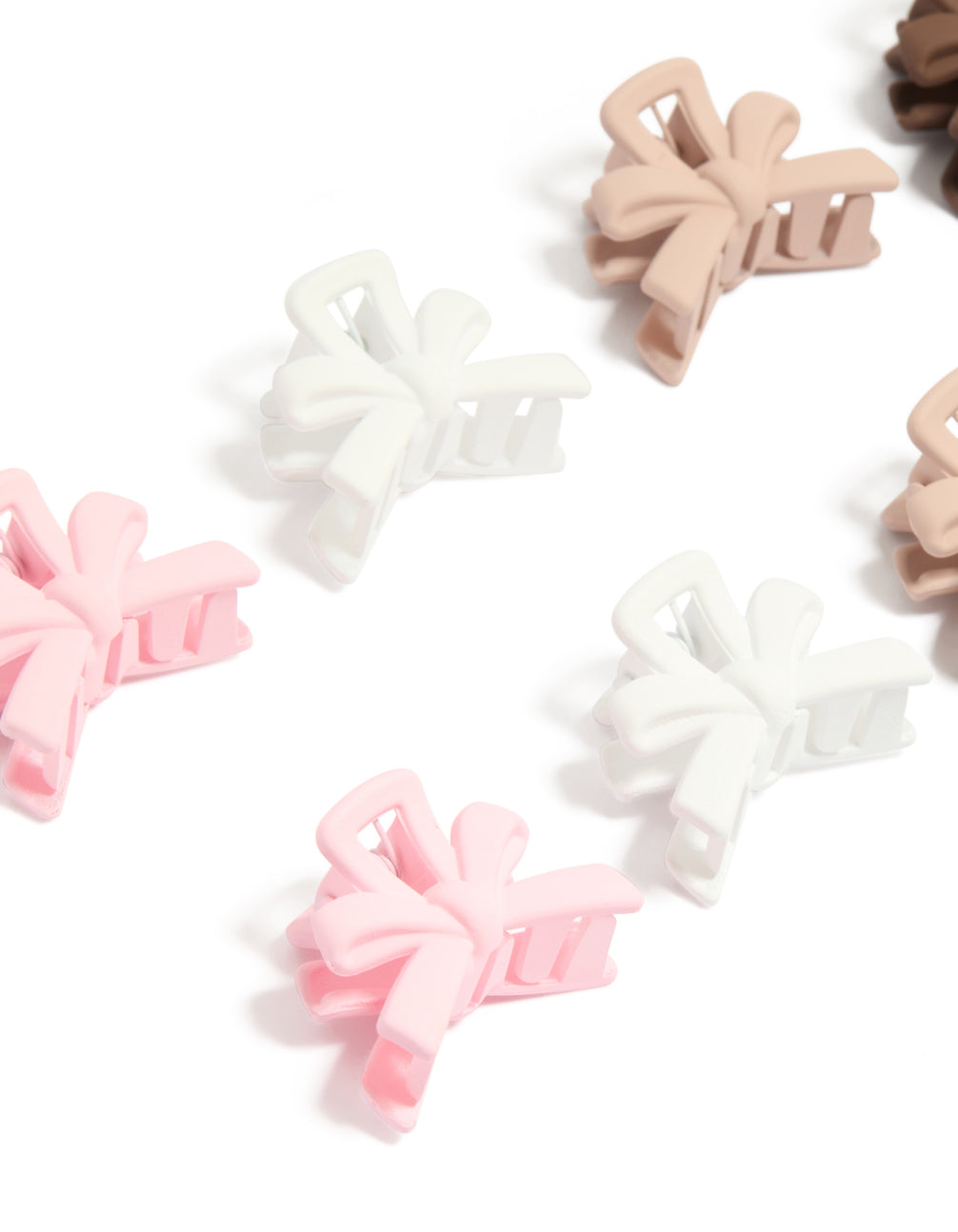 Matte Neutral Min Bow Claw Clips 10-Pack