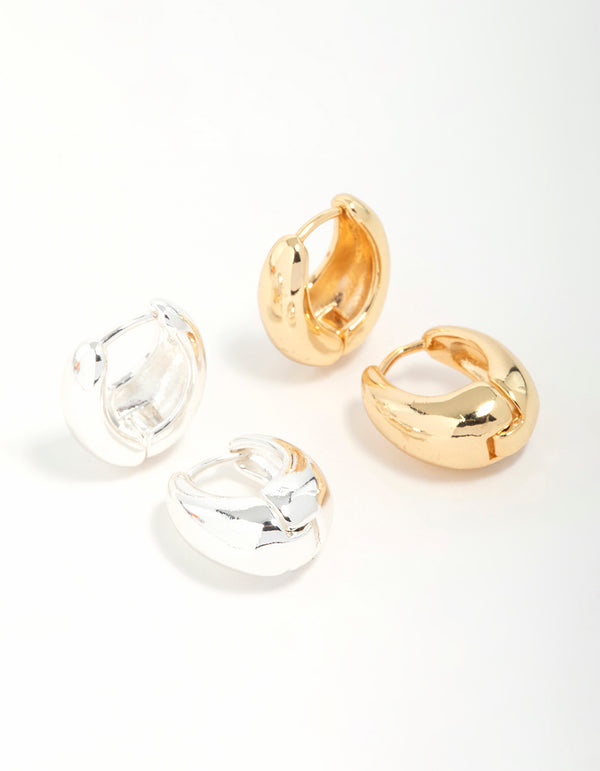 Mixed Metal Hoop Earrings 2-Pack