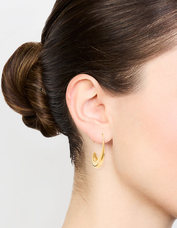 Waterproof Gold Plated Stainless Steel Thick Half Hoop Earrings