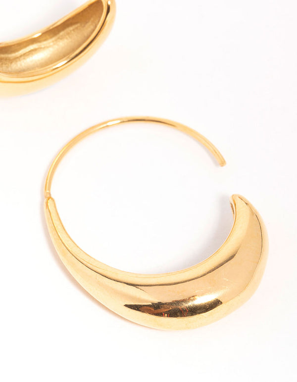 Waterproof Gold Plated Stainless Steel Thick Half Hoop Earrings