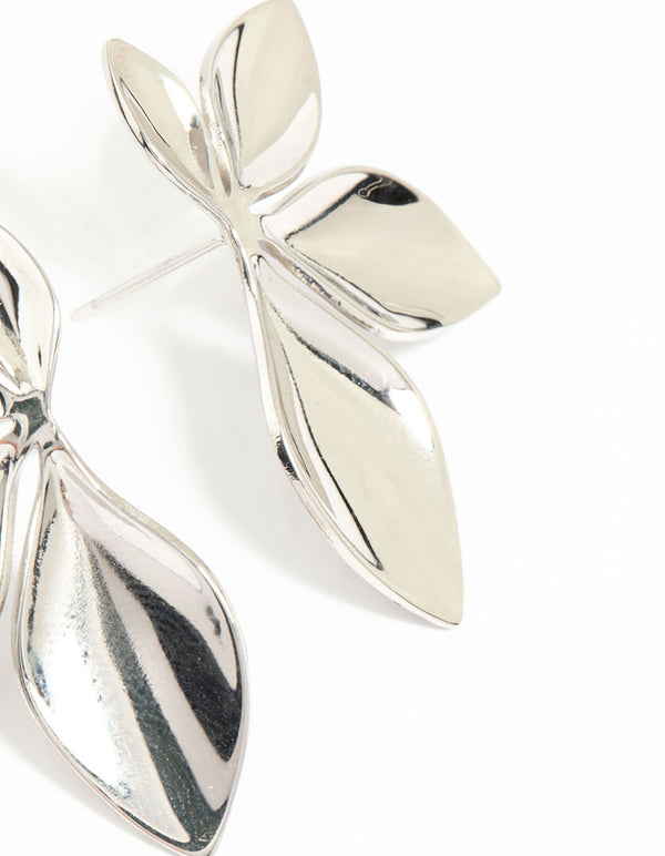 Waterproof Stainless Steel Leaf Cluster Stud Earrings