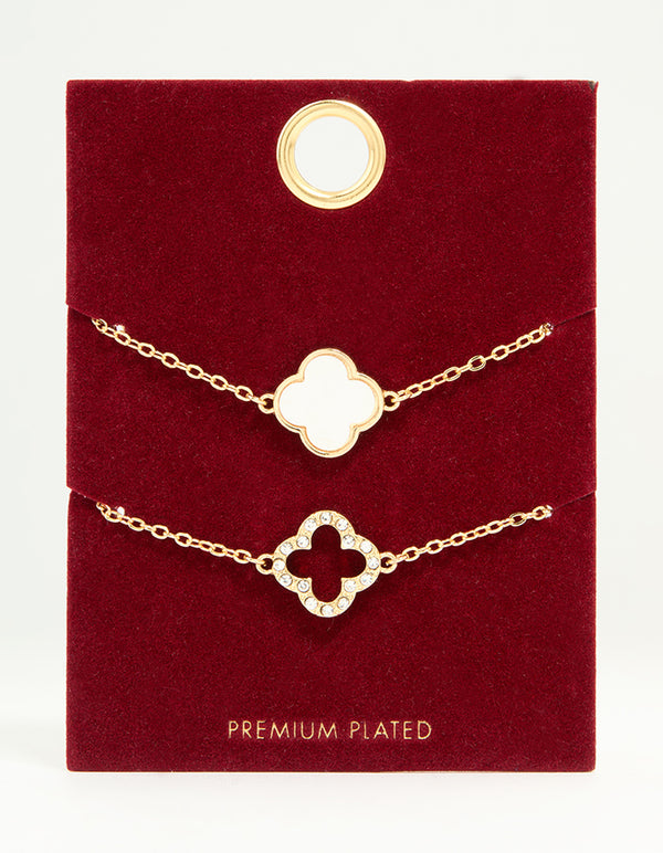 Gold Plated Flower Bracelets 2-Pack