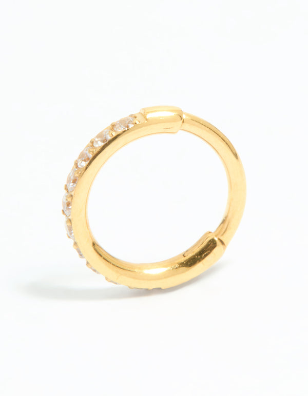 Gold Plated Surgical Steel Cubic Zirconia Micro Clicker