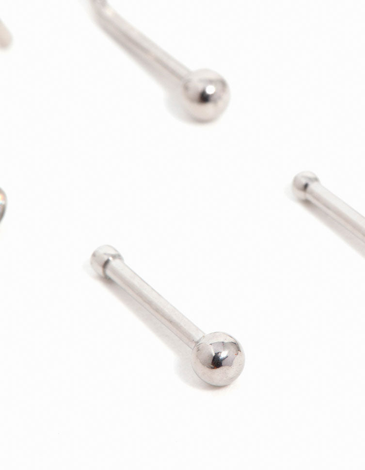 Titanium Cubic Zirconia Classic Nose Studs 6-Pack