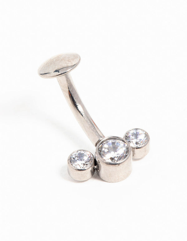 Titanium Cubic Zirconia Reversible Belly Bar