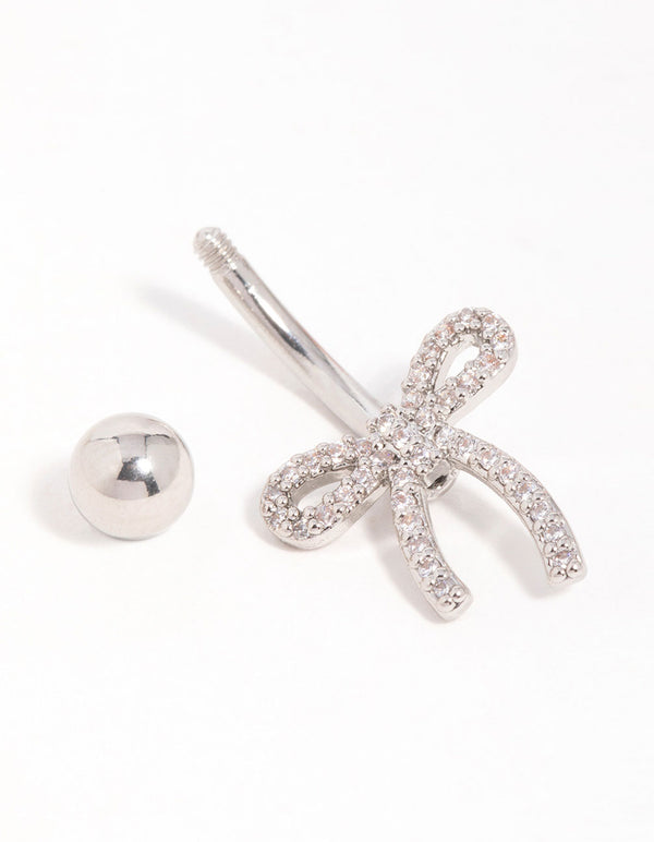 Surgical Steel Cubic Zirconia Pavé Bow Belly Bar