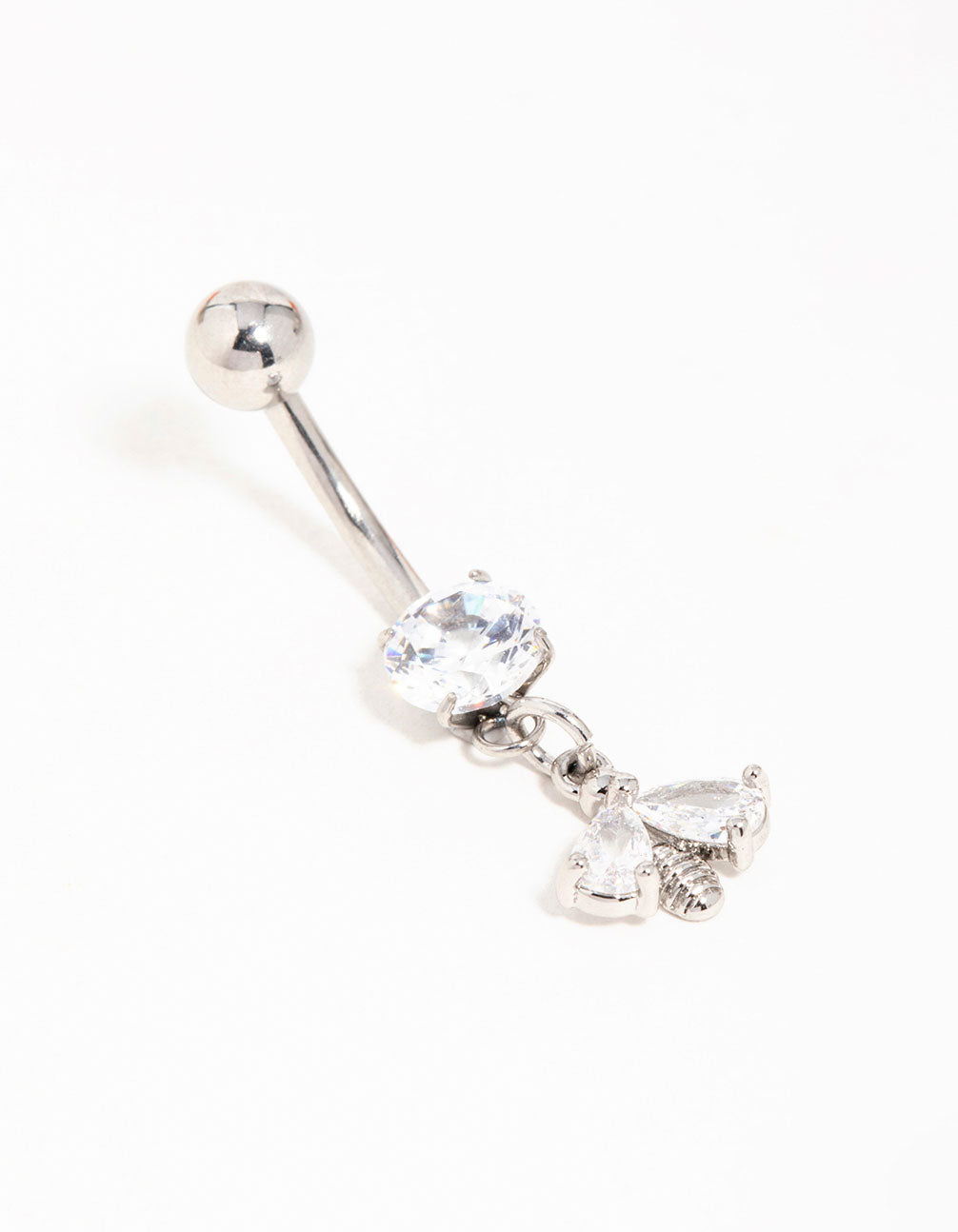 Surgical Steel Cubic Zirconia Bee Drop Belly Bar