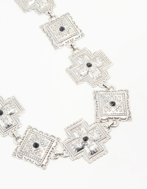 Silver Bohemian Square & Cross Belt