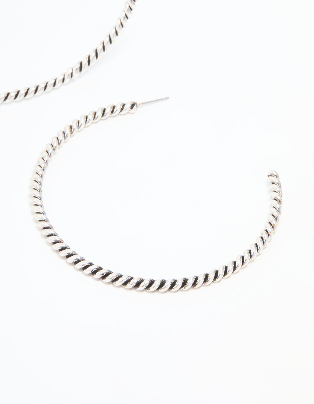 Antique Silver Detailed Hoop Earrings