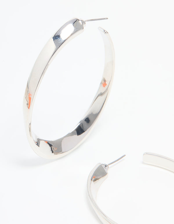 Silver Twisted Hoop Earrings
