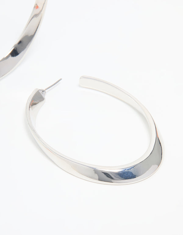 Silver Twisted Hoop Earrings