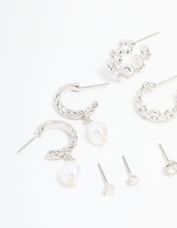 Silver Multi Hoop Earrings 6-Pack