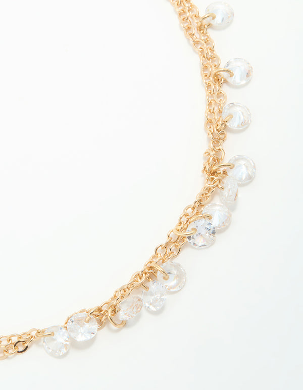 Gold Cubic Zirconia Charm Necklace
