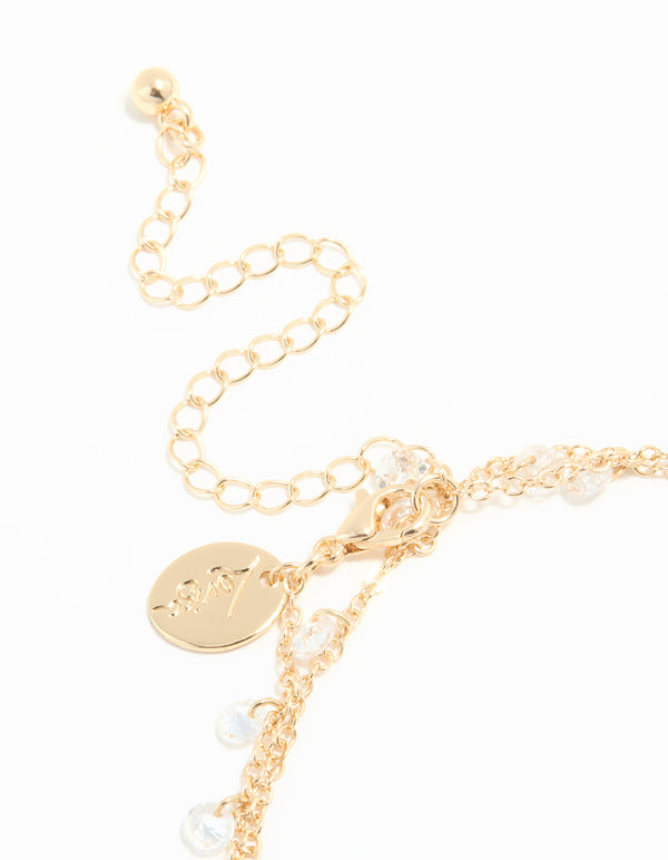 Gold Cubic Zirconia Charm Necklace
