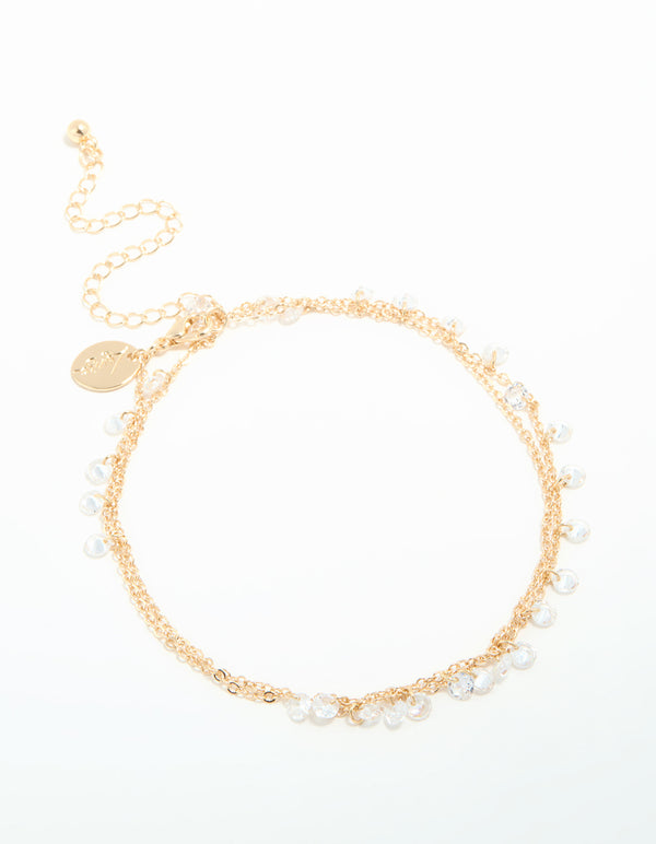 Gold Cubic Zirconia Charm Necklace