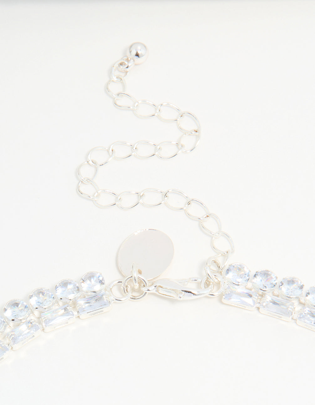 Silver Cubic Zirconia Layered Choker Necklace